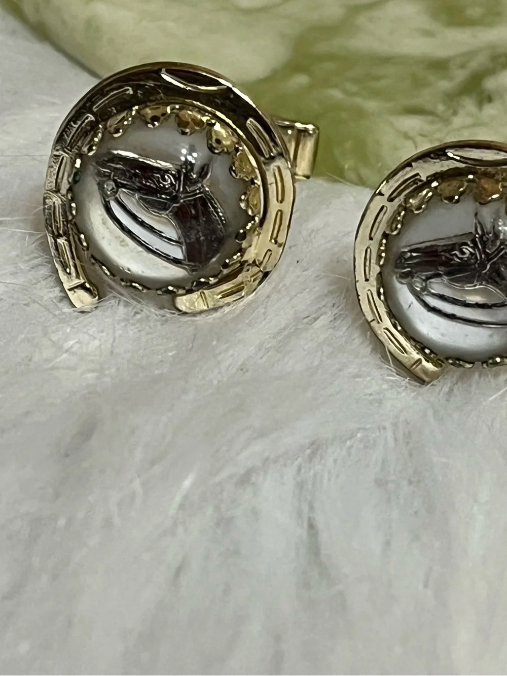 Vintage Glass Horse Cuff Links
